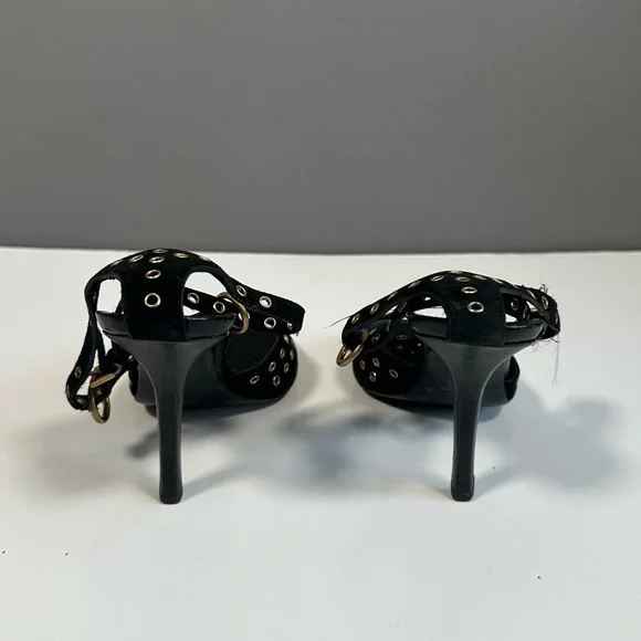 Gucci Black High-Heeled Mules with Studded Straps - Picture 7 of 10